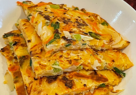泡菜虾仁香葱煎饼制作方法，口感外酥里嫩，酸辣开胃